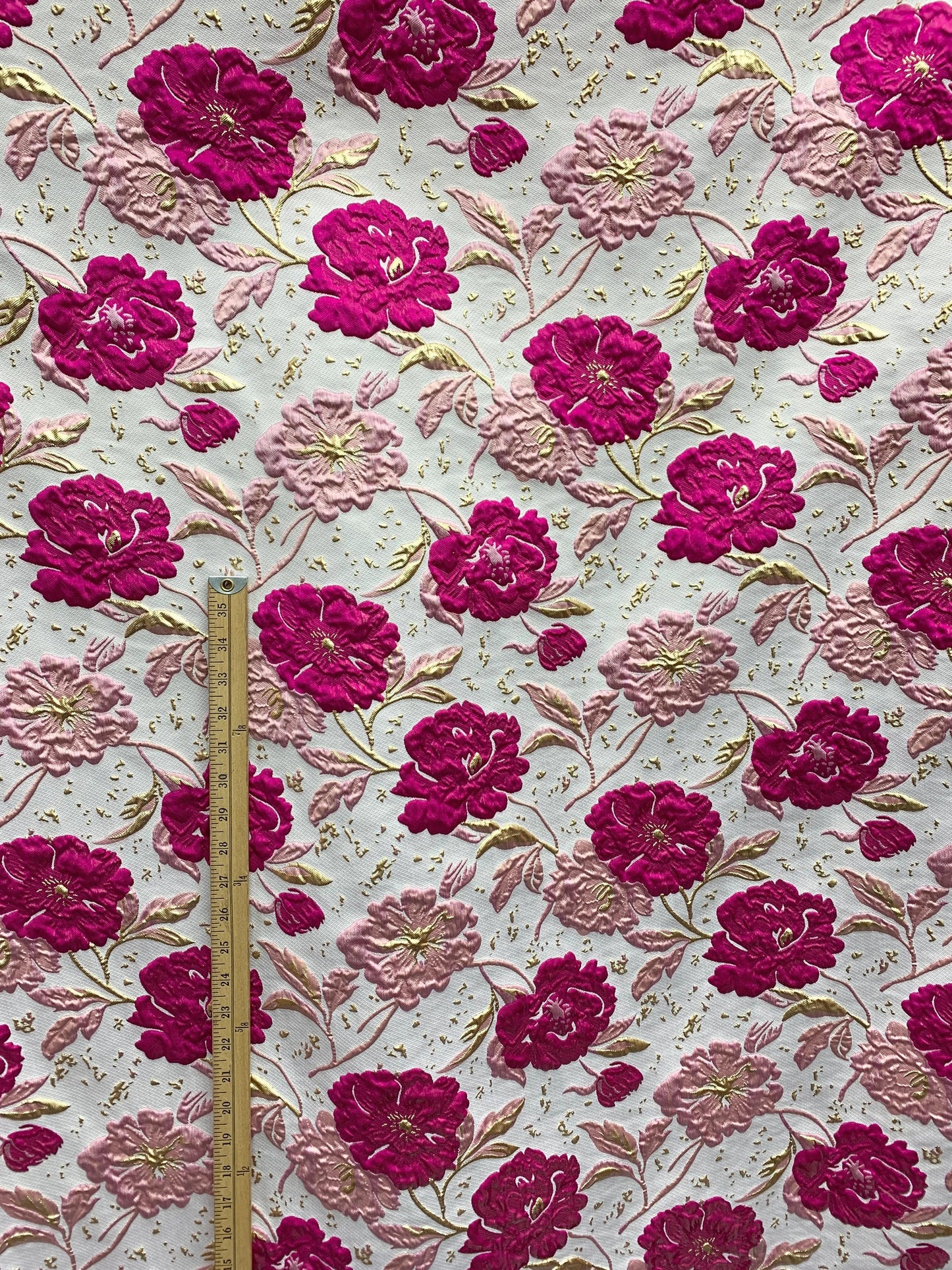 FUCHSIA PINK GOLD Floral Brocade Fabric (60 in.) Sold By The Yard