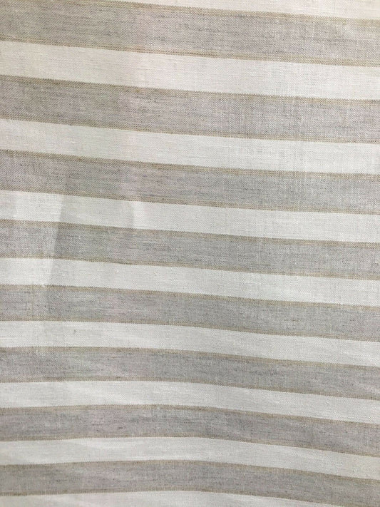 NATURAL IVORY Striped 100% Linen Fabric (60 in.) Sold By The Yard