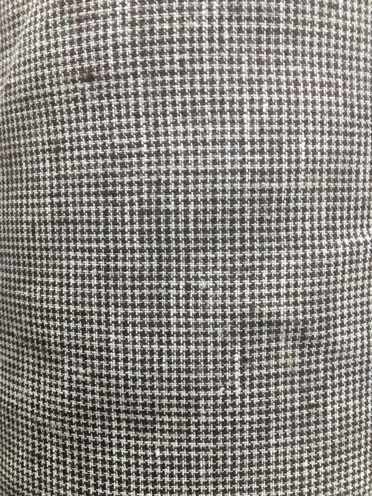 DARK BROWN IVORY Houndstooth 100% Linen Fabric (60 in.) Sold By The Yard