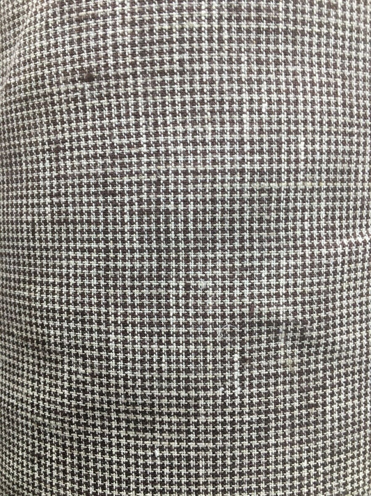 DARK BROWN IVORY Houndstooth 100% Linen Fabric (60 in.) 20 Yards