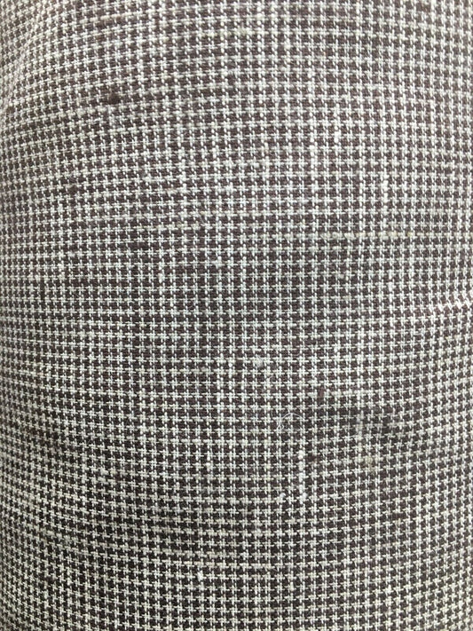 DARK BROWN IVORY Houndstooth 100% Linen Fabric (60 in.) Sold By The Yard