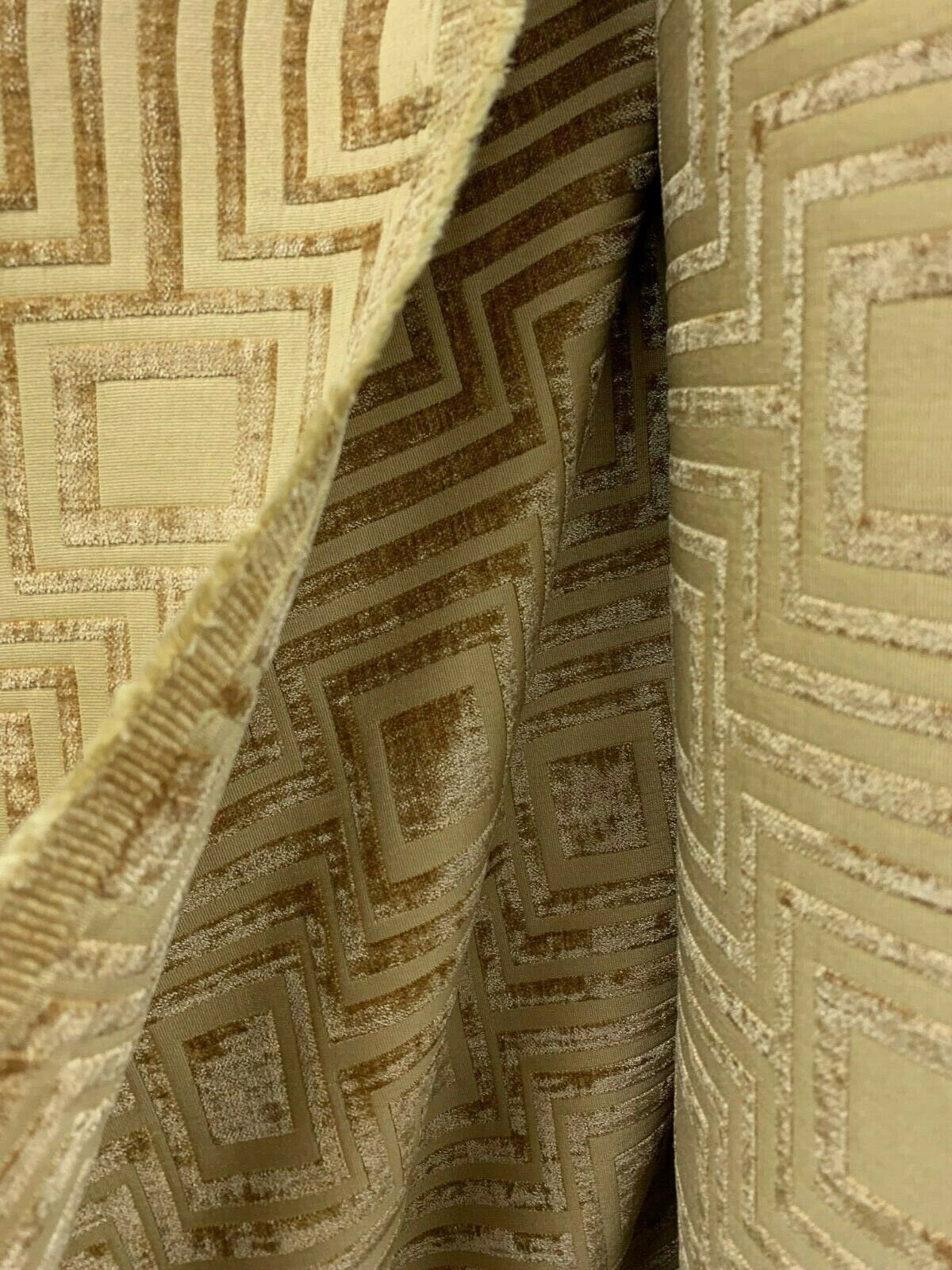 GOLD Geometric Chenille Upholstery Brocade Fabric (54 in.) Sold By The Yard