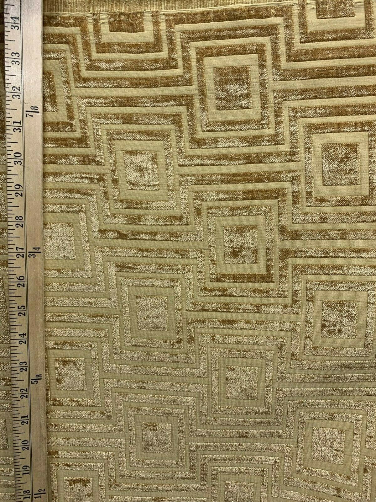 GOLD Geometric Chenille Upholstery Brocade Fabric (54 in.) Sold By The Yard