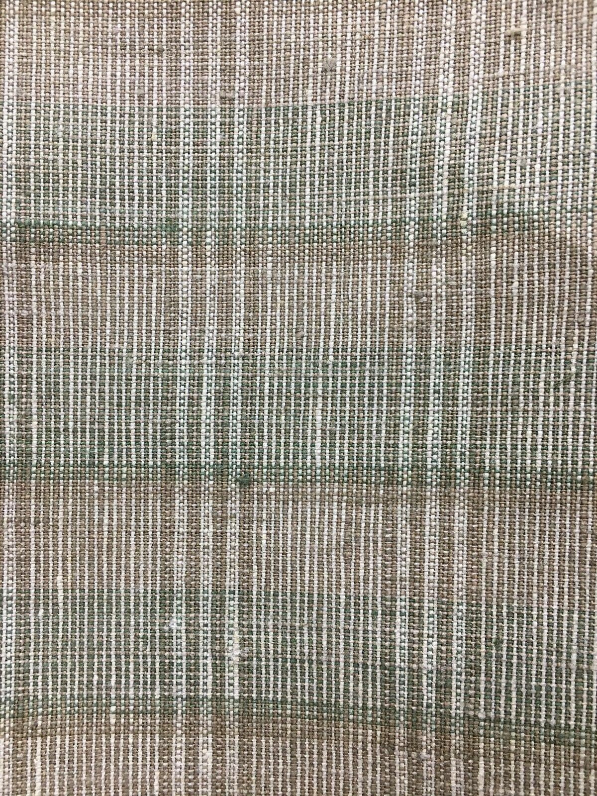 BEIGE GREEN BROWN Plaid 100% Linen Fabric (60 in.) Sold By The Yard