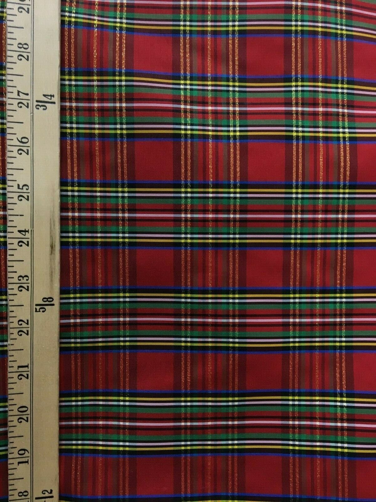 Red Multicolor Metallic Plaid Taffeta Fabric (60 in.) Sold By The Yard