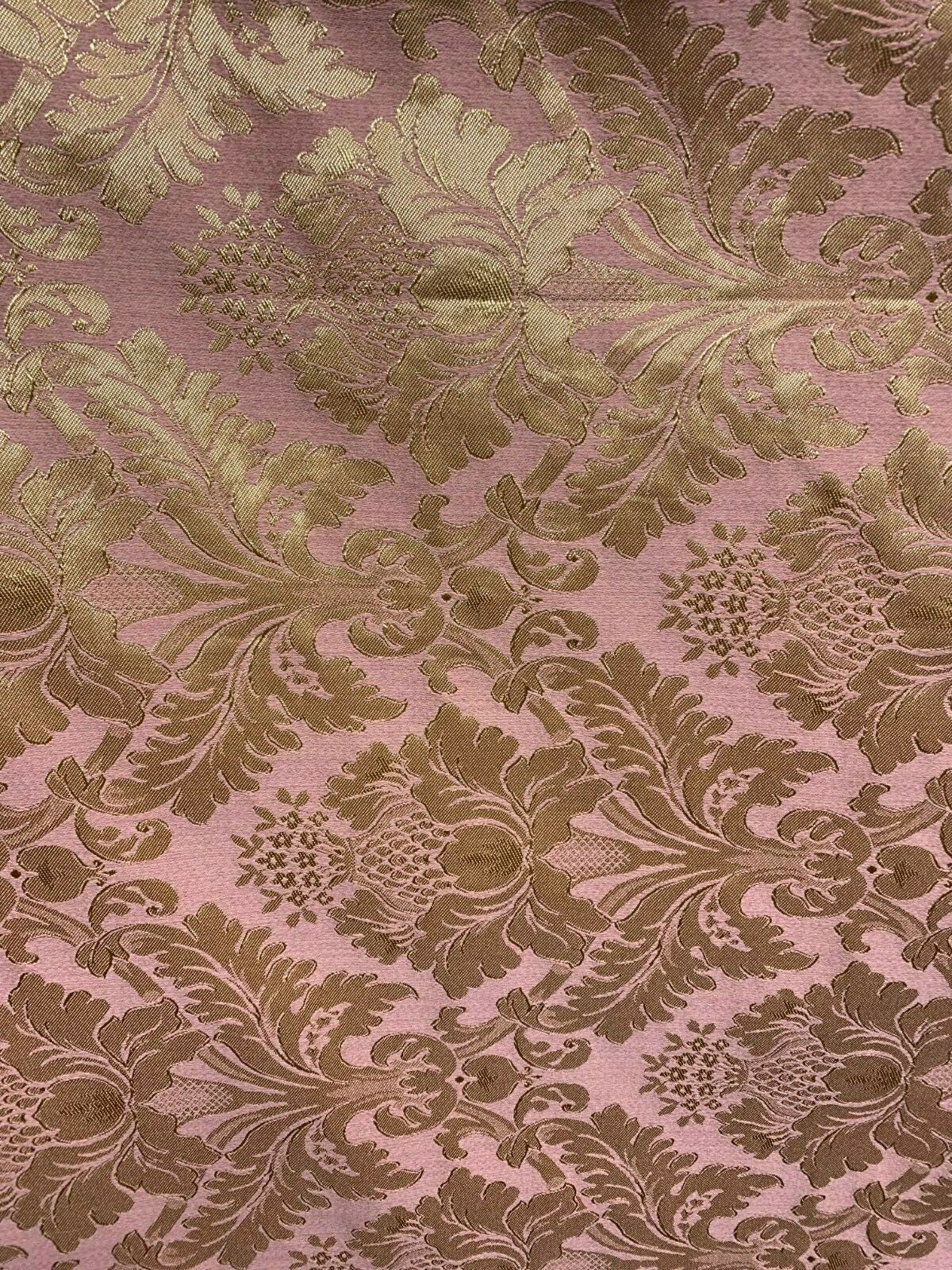 PINK GOLD Damask Jacquard Brocade Flower Floral Fabric (110 in.) Sold By The Yard