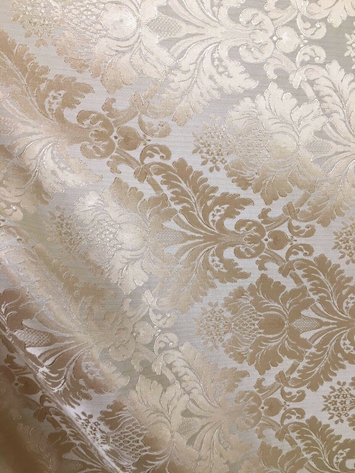 CHAMPAGNE Damask Jacquard Brocade Flower Floral Fabric (110 in.) Sold By The Yard