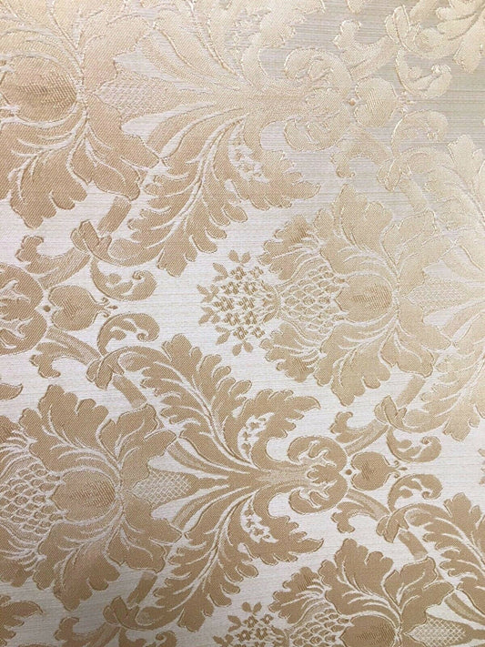 CHAMPAGNE Damask Jacquard Brocade Flower Floral Fabric (110 in.) Sold By The Yard