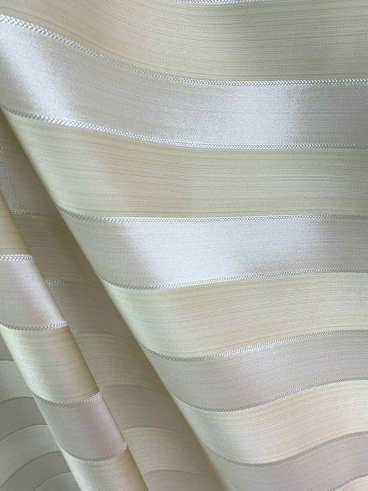 IVORY Striped Brocade Upholstery Drapery Fabric (110 in.) Sold By The Yard