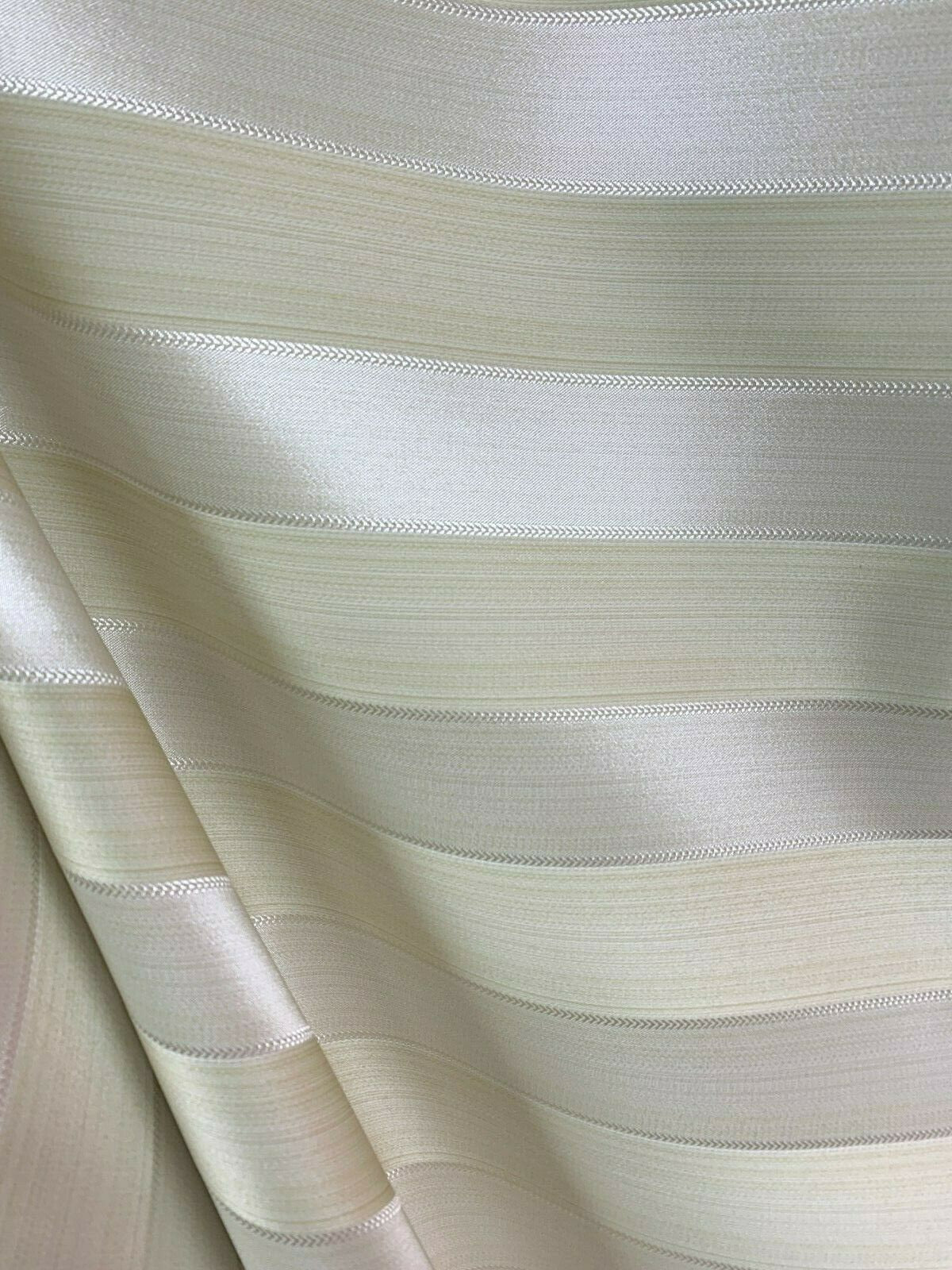 IVORY Striped Brocade Upholstery Drapery Fabric (110 in.) Sold By The Yard