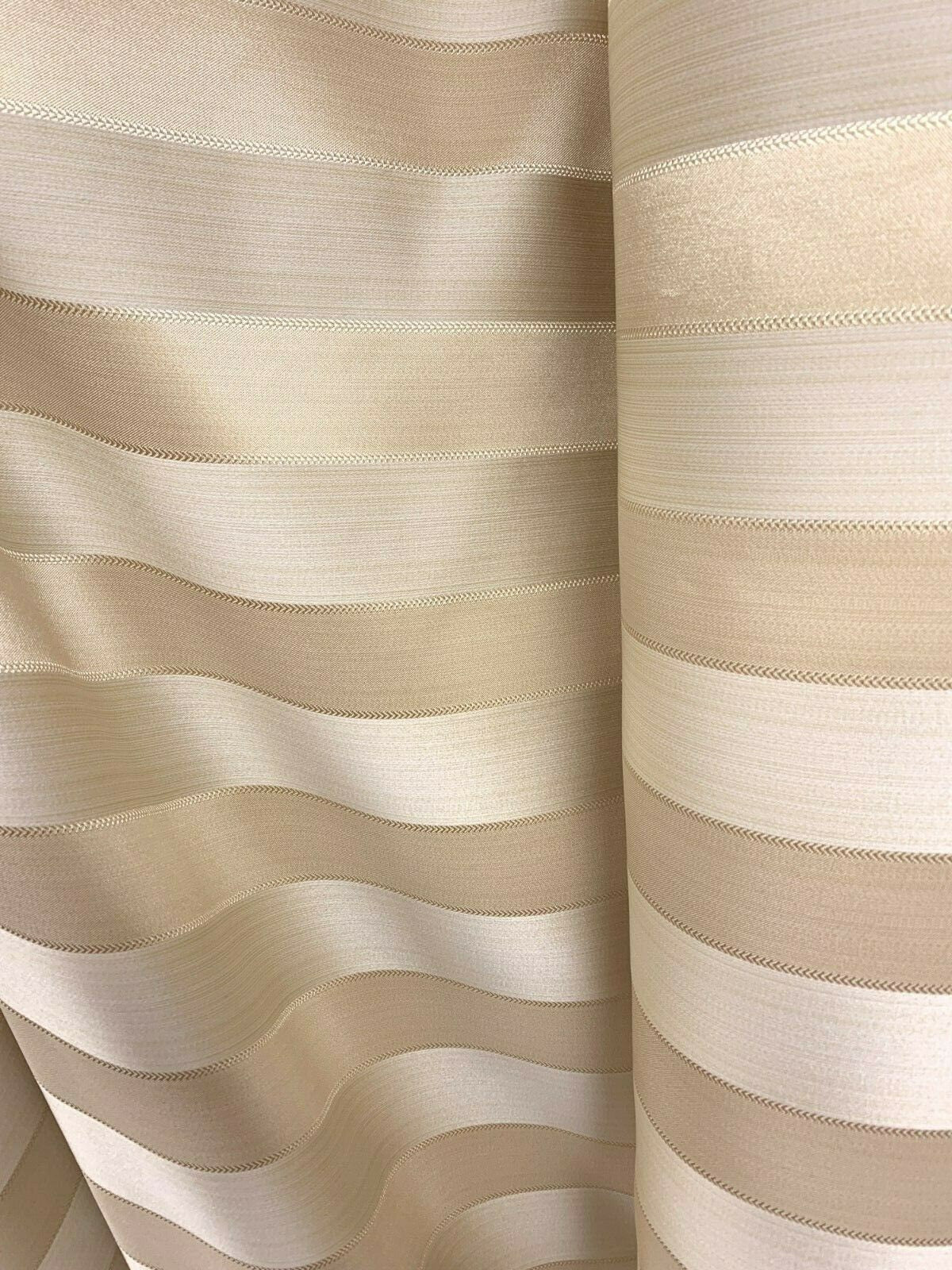 CHAMPAGNE Striped Brocade Upholstery Drapery Fabric (110 in.) Sold By The Yard