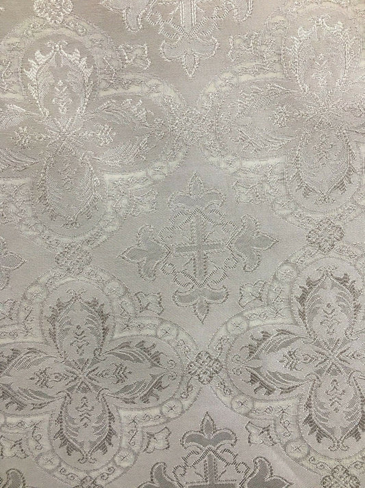 SILVER GRAY Liturgical Cross Brocade Fabric (60 in.) Sold By The Yard