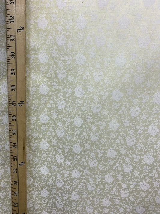 IVORY WHITE Floral Printed 100% Cotton Fabric (45 in.) Sold By The Yard