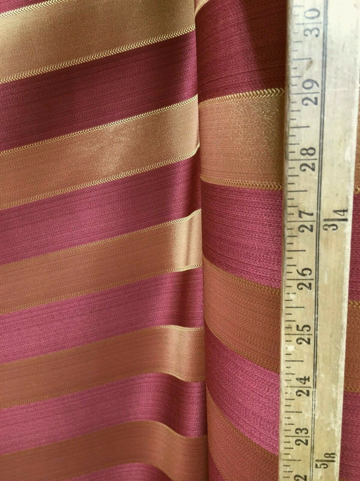 BURGUNDY GOLD Striped Brocade Upholstery Drapery Fabric (110 in.) Sold By The Yard