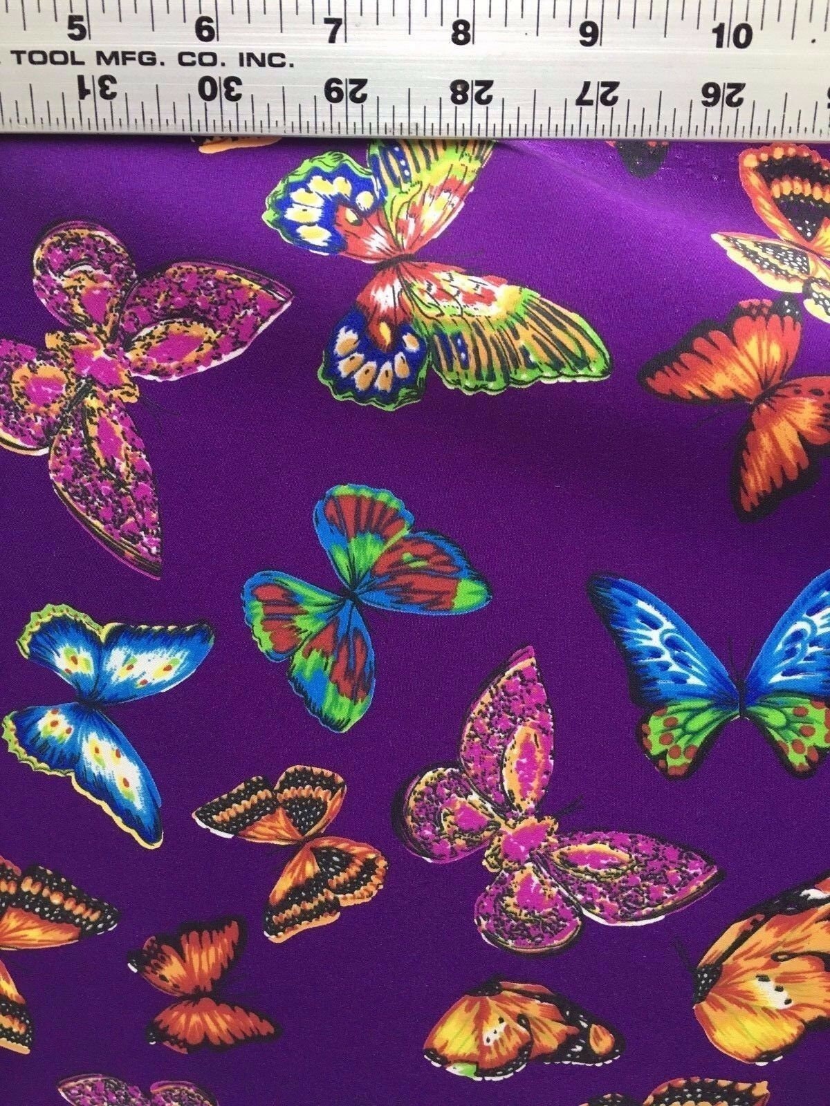 PURPLE Multicolor Butterfly Printed Polyester Fabric (45 in.) Sold By The Yard