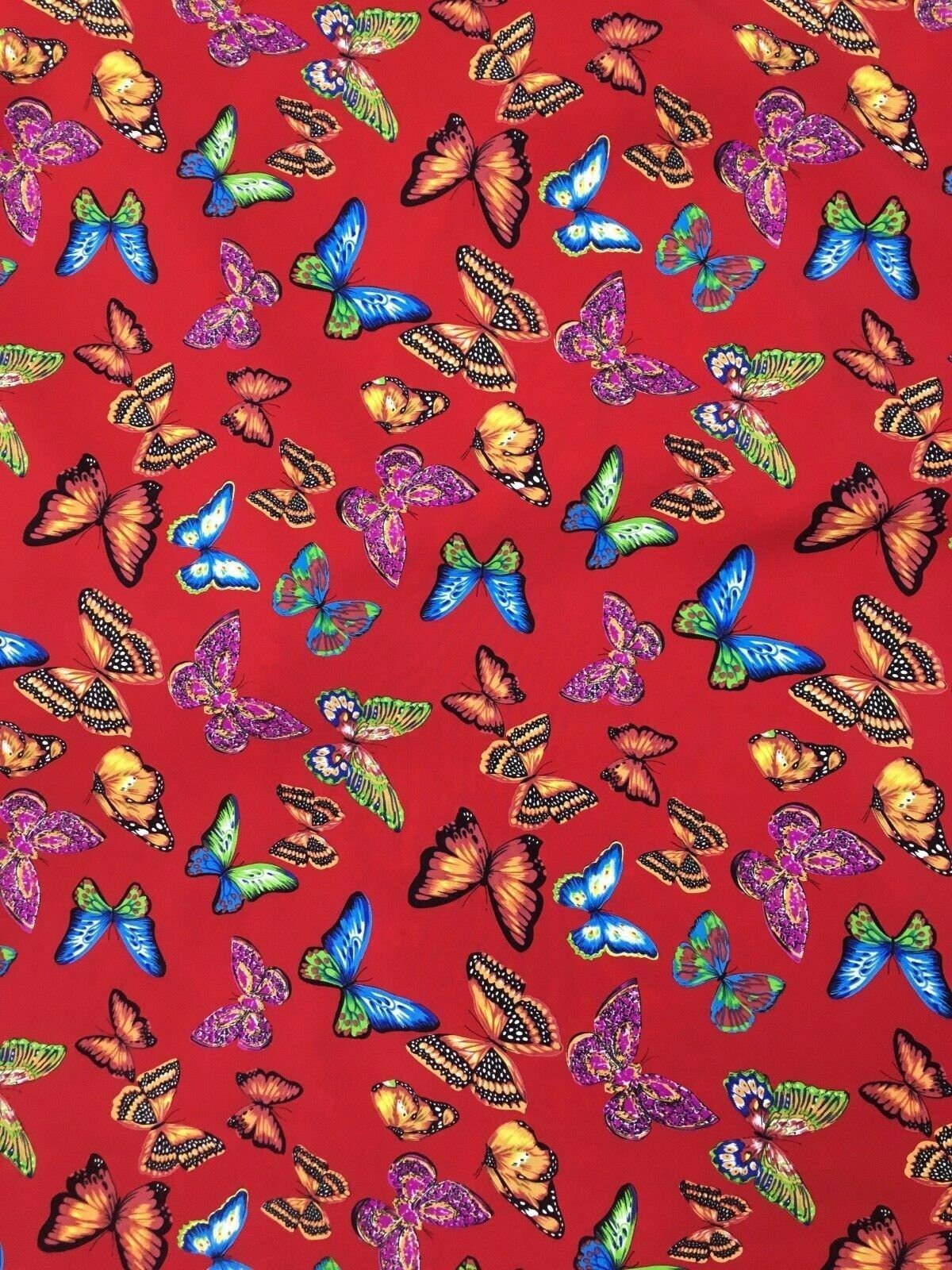 RED Multicolor Butterfly Printed Polyester Fabric (45 in.) Sold By The Yard