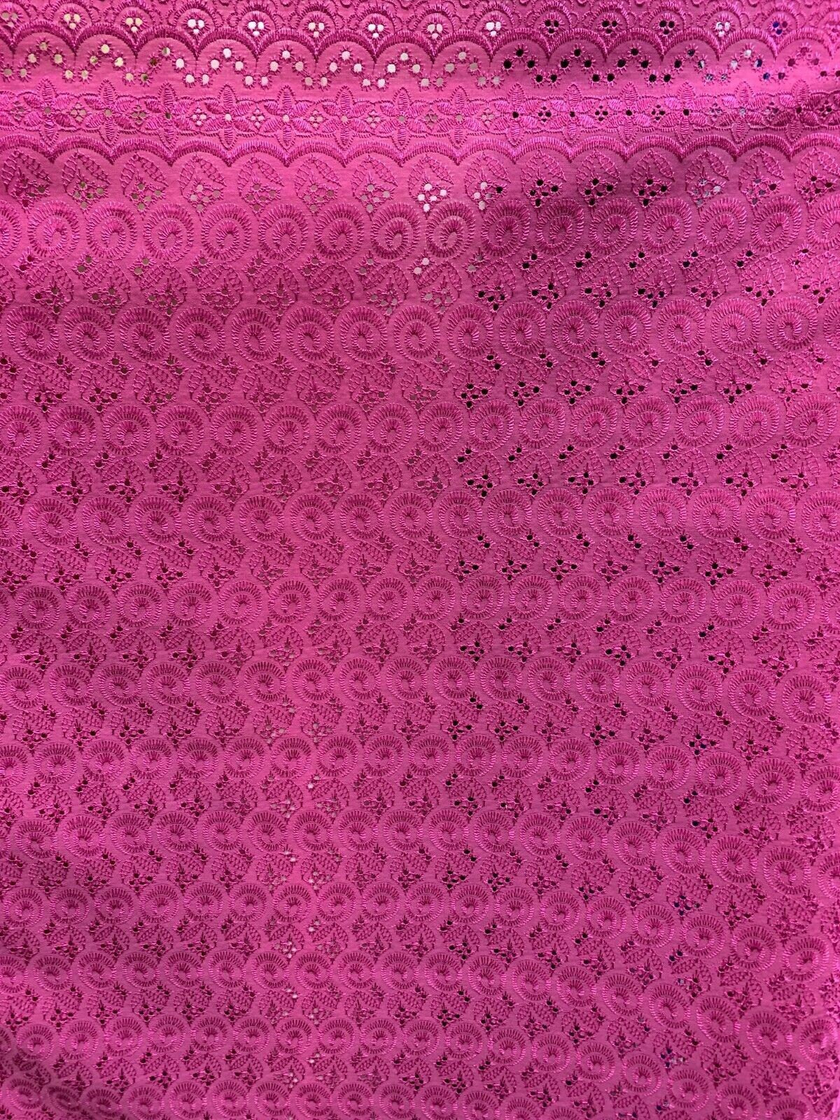 FUCHSIA PINK Floral Cotton Eyelet Embroidered Fabric (45 in.) Sold By The Yard