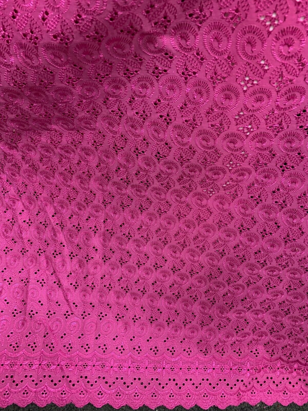 FUCHSIA PINK Floral Cotton Eyelet Embroidered Fabric (45 in.) Sold By The Yard