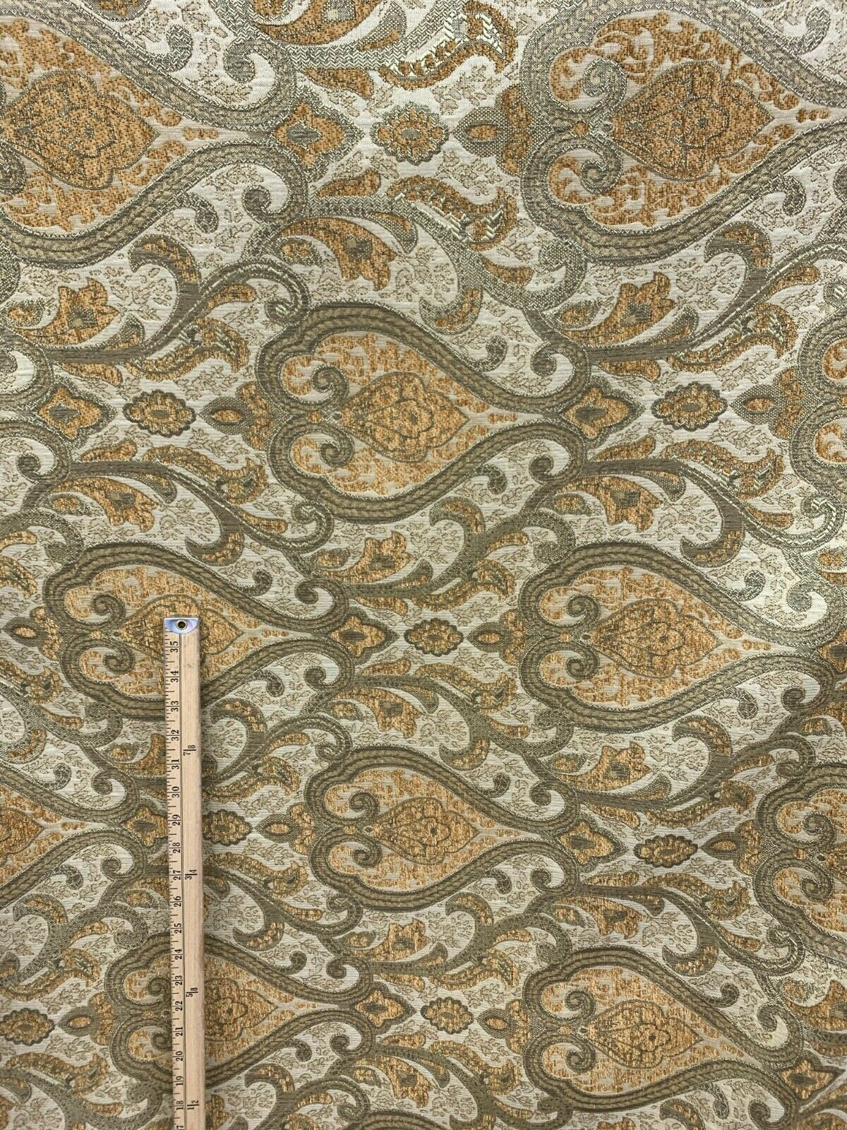 GOLD DARK GOLD Damask Chenille Upholstery Brocade Fabric (56 in.) Sold By The Yard