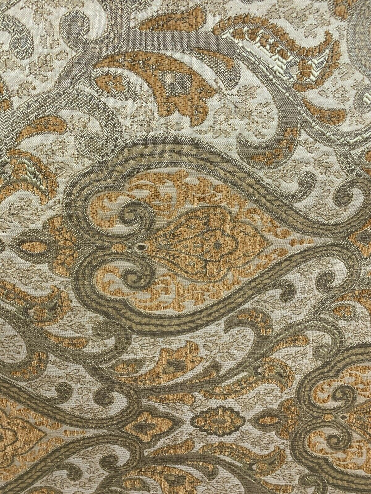 GOLD DARK GOLD Damask Chenille Upholstery Brocade Fabric (56 in.) Sold By The Yard