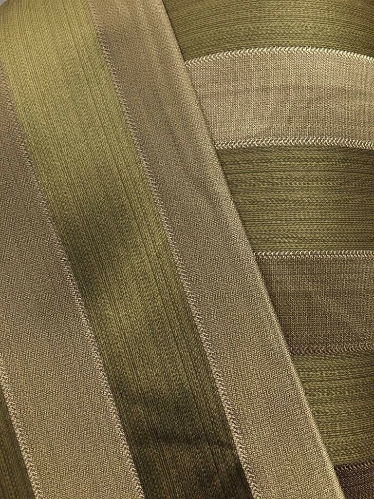 OLIVE GREEN GOLD Striped Brocade Upholstery Drapery Fabric (110 in.) Sold By The Yard