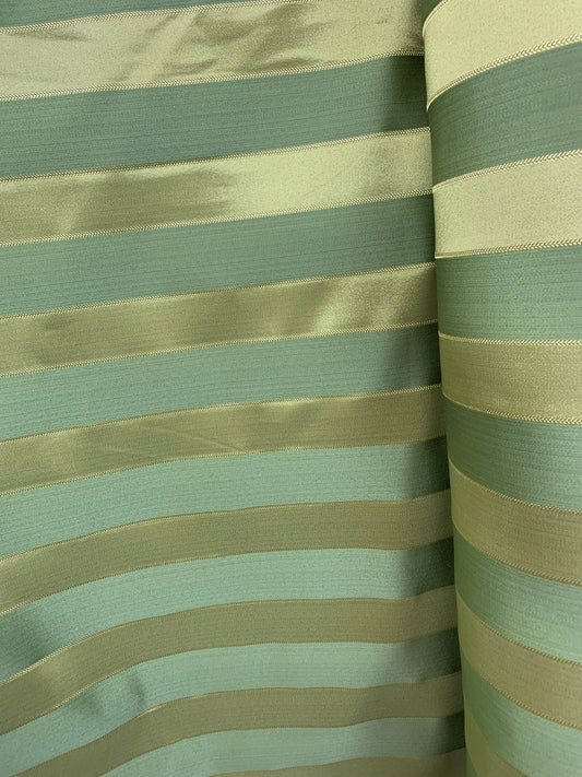 SAGE GREEN GOLD Striped Brocade Upholstery Drapery Fabric (110 in.) Sold By The Yard