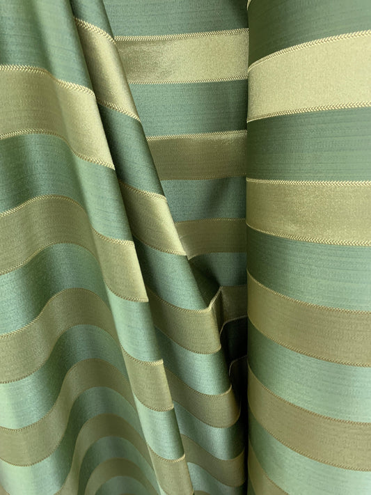 SAGE GREEN GOLD Striped Brocade Upholstery Drapery Fabric (110 in.) Sold By The Yard