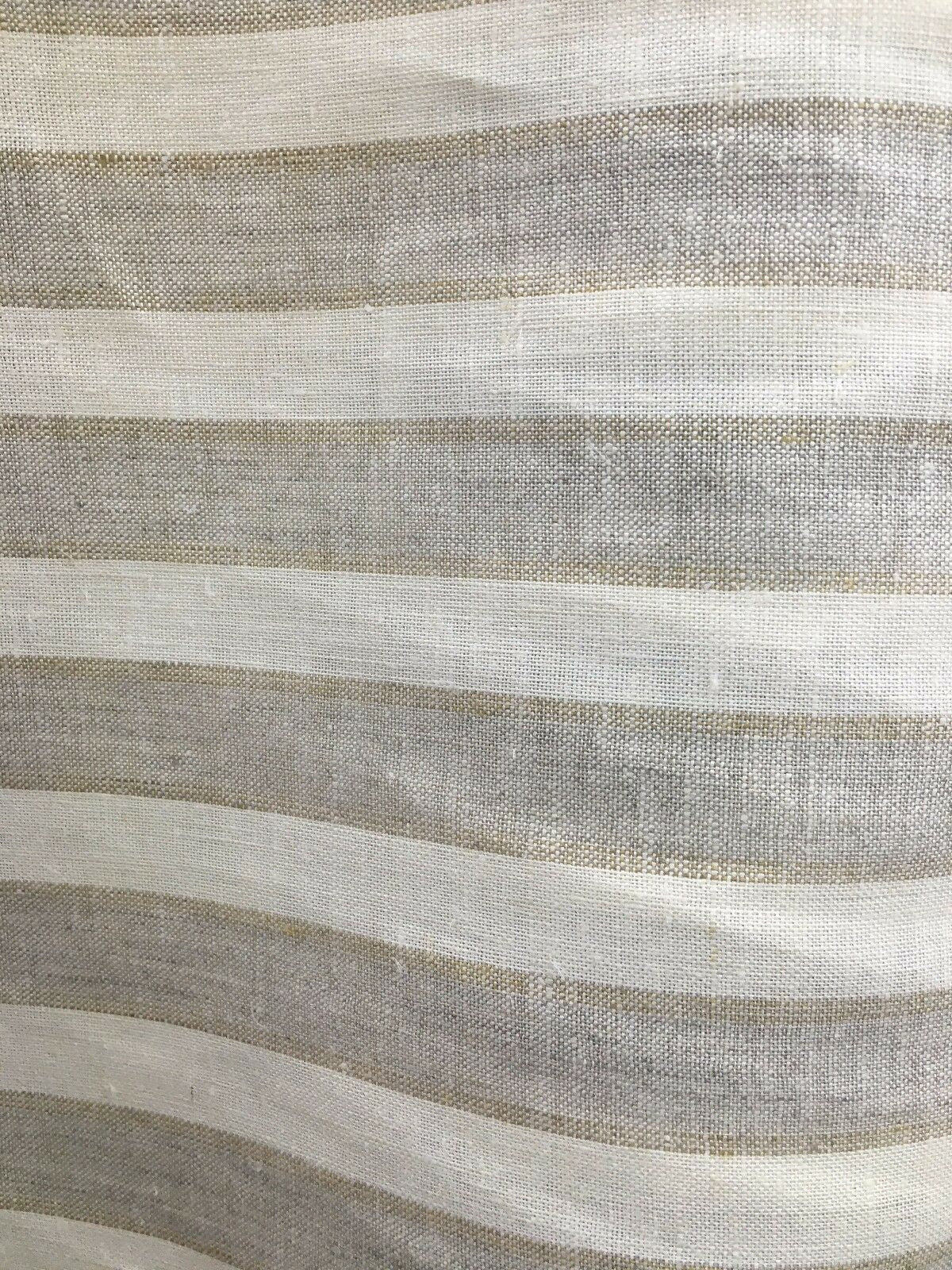 NATURAL IVORY Striped 100% Linen Fabric (60 in.) Sold By The Yard