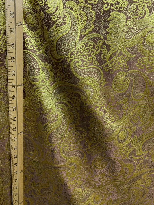 BROWN GOLD Metallic Paisley Brocade Fabric (60 in.) Sold By The Yard