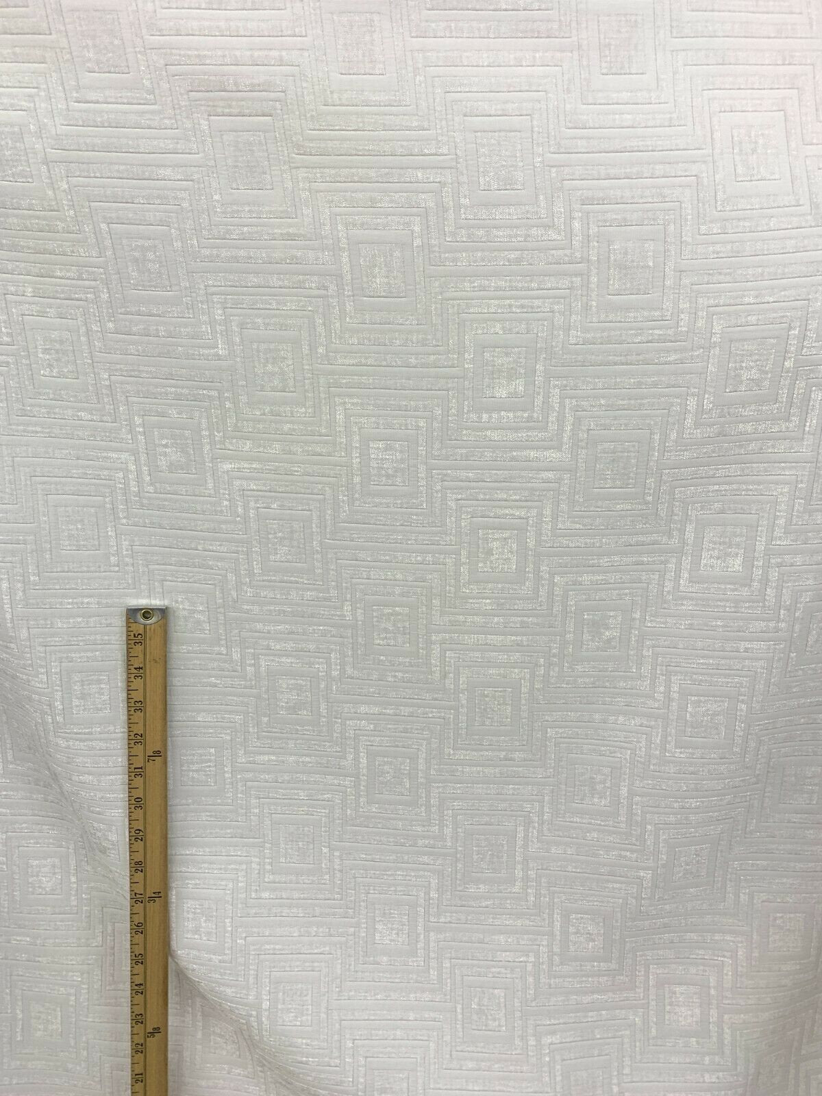 WHITE Geometric Chenille Upholstery Brocade Fabric (54 in.) Sold By The Yard