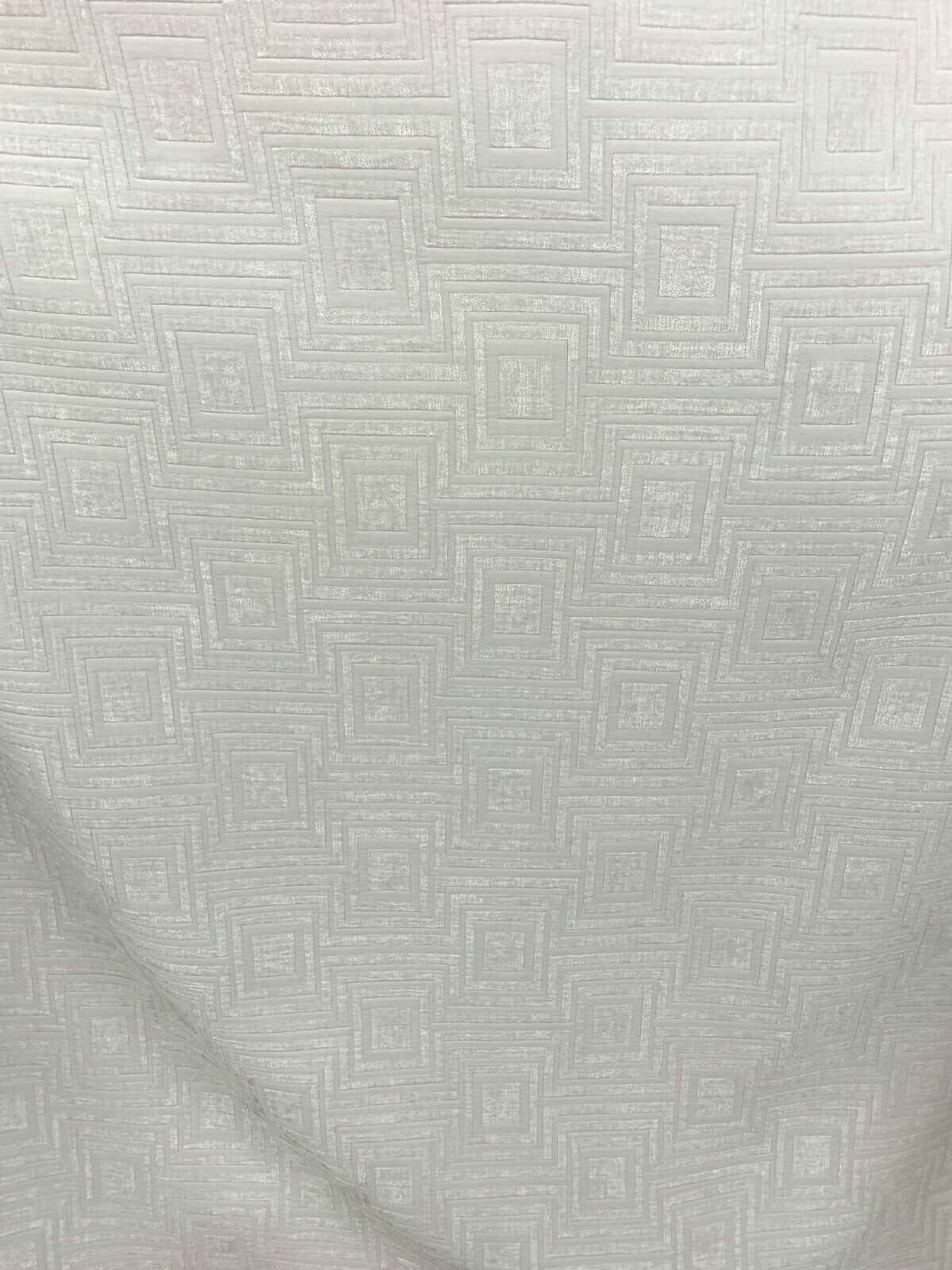 WHITE Geometric Chenille Upholstery Brocade Fabric (54 in.) Sold By The Yard