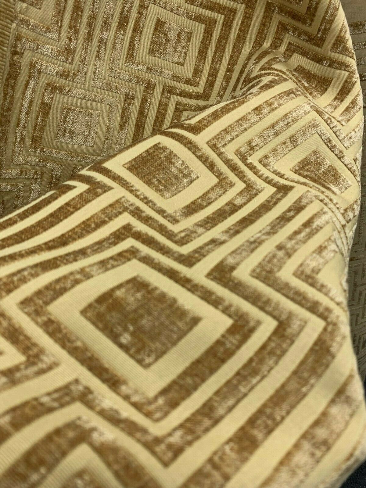 GOLD Geometric Chenille Upholstery Brocade Fabric (54 in.) Sold By The Yard