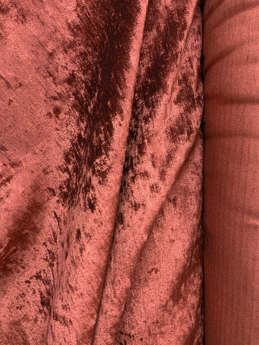 COPPER RED Solid Chenille Velvet Upholstery Drapery Fabric (56 in.) Sold By The Yard