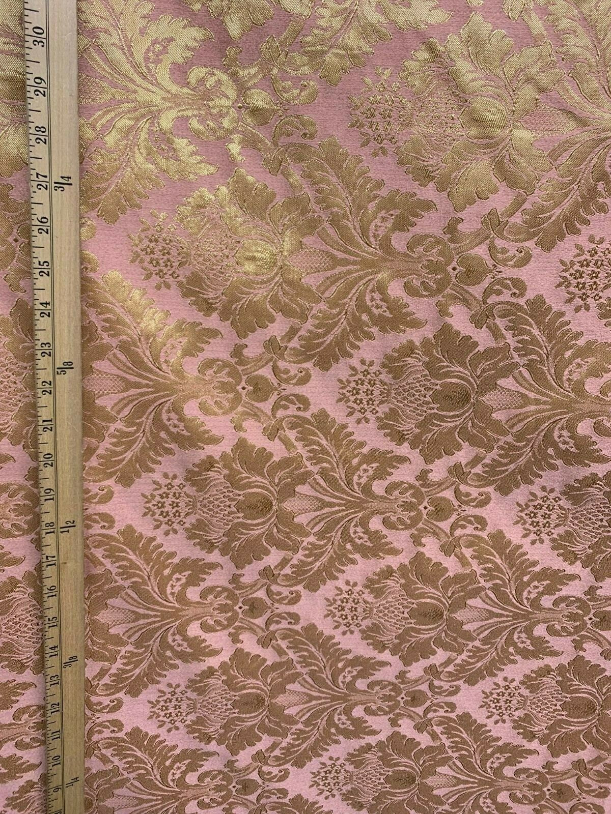 PINK GOLD Damask Jacquard Brocade Flower Floral Fabric (110 in.) Sold By The Yard