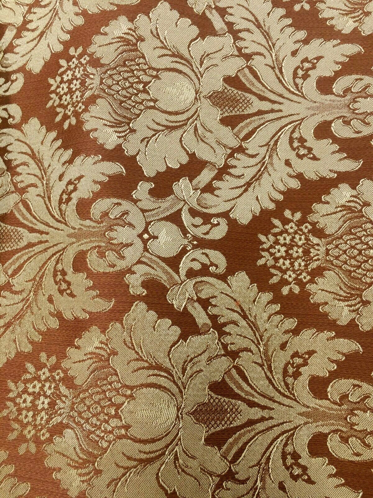 COPPER GOLD Damask Jacquard Brocade Flower Floral Fabric (110 in.) Sold By The Yard