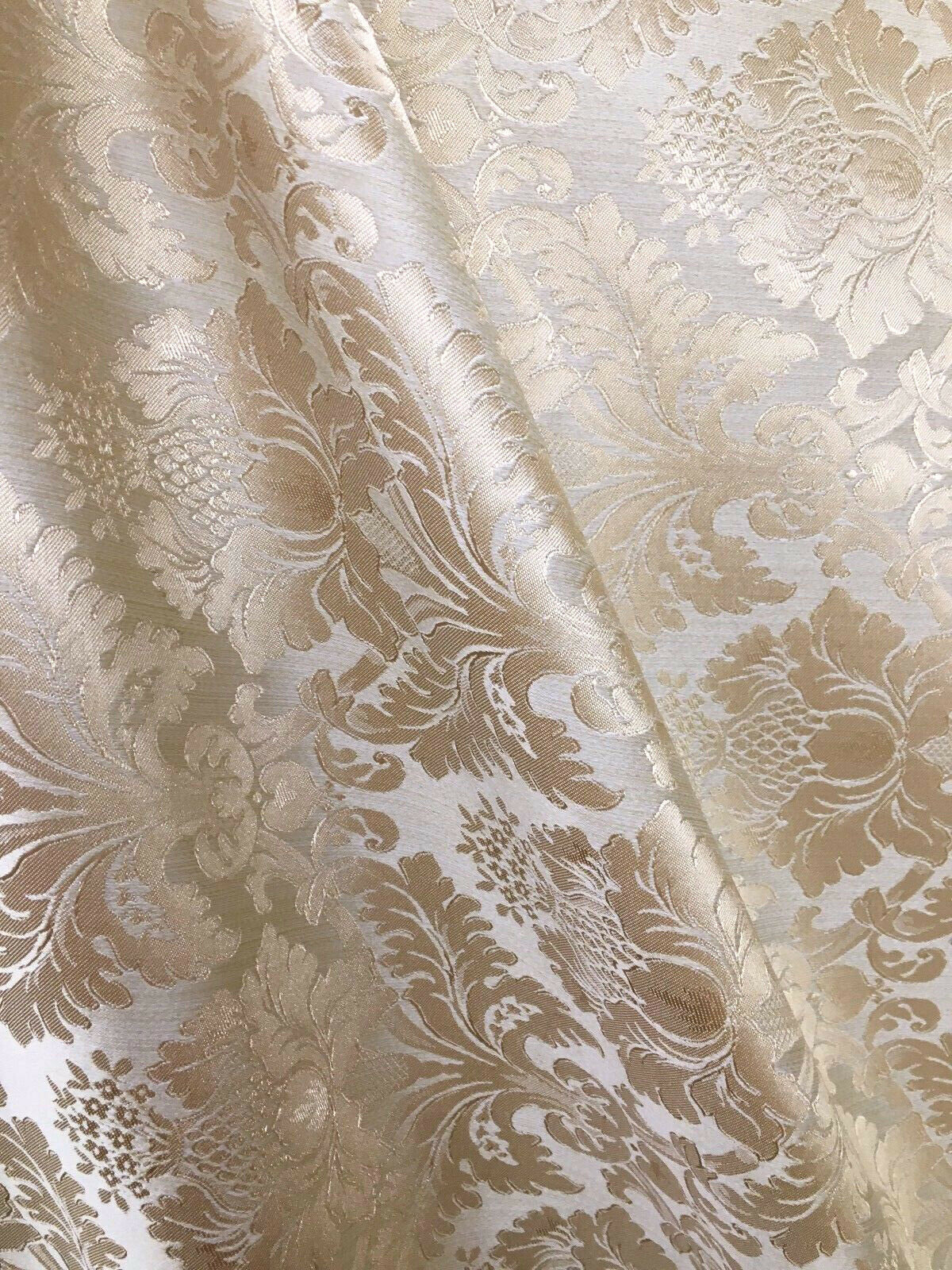 CHAMPAGNE Damask Jacquard Brocade Flower Floral Fabric (110 in.) Sold By The Yard