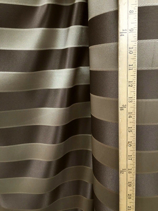 BROWN GOLD Striped Brocade Upholstery Drapery Fabric (110 in.) Sold By The Yard