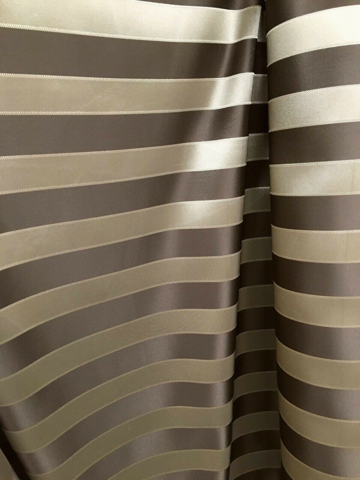 BROWN GOLD Striped Brocade Upholstery Drapery Fabric (110 in.) Sold By The Yard
