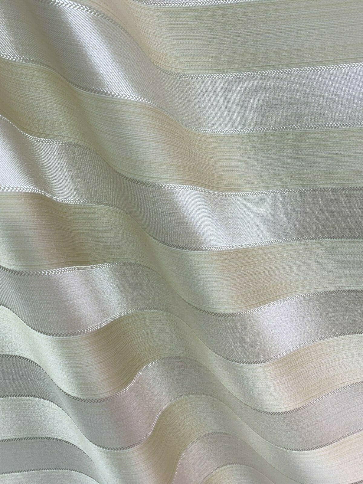 IVORY Striped Brocade Upholstery Drapery Fabric (110 in.) Sold By The Yard