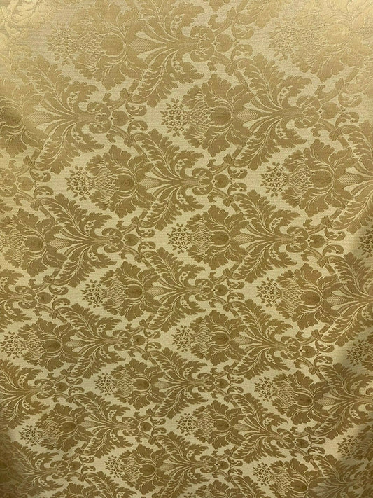 GOLD Damask Jacquard Brocade Flower Floral Fabric (110 in.) Sold By The Yard