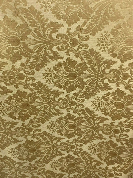 GOLD Damask Jacquard Brocade Flower Floral Fabric (110 in.) Sold By The Yard