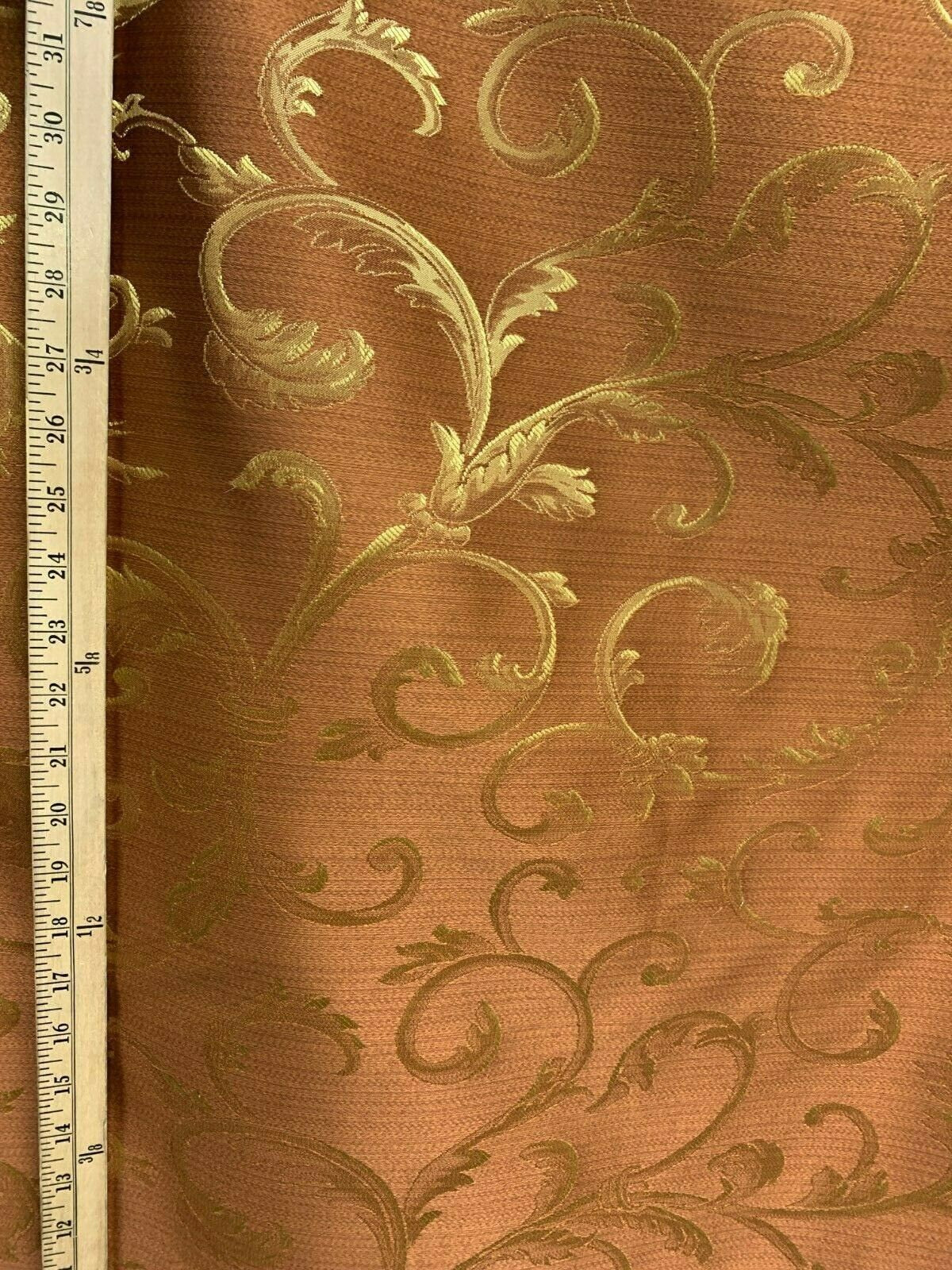 COPPER GOLD Brocade Flower Floral Upholstery Drapery Fabric (110 in.) Sold By The Yard