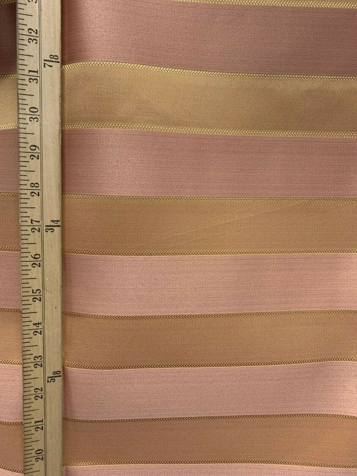 PINK GOLD Striped Brocade Upholstery Drapery Fabric (110 in.) Sold By The Yard