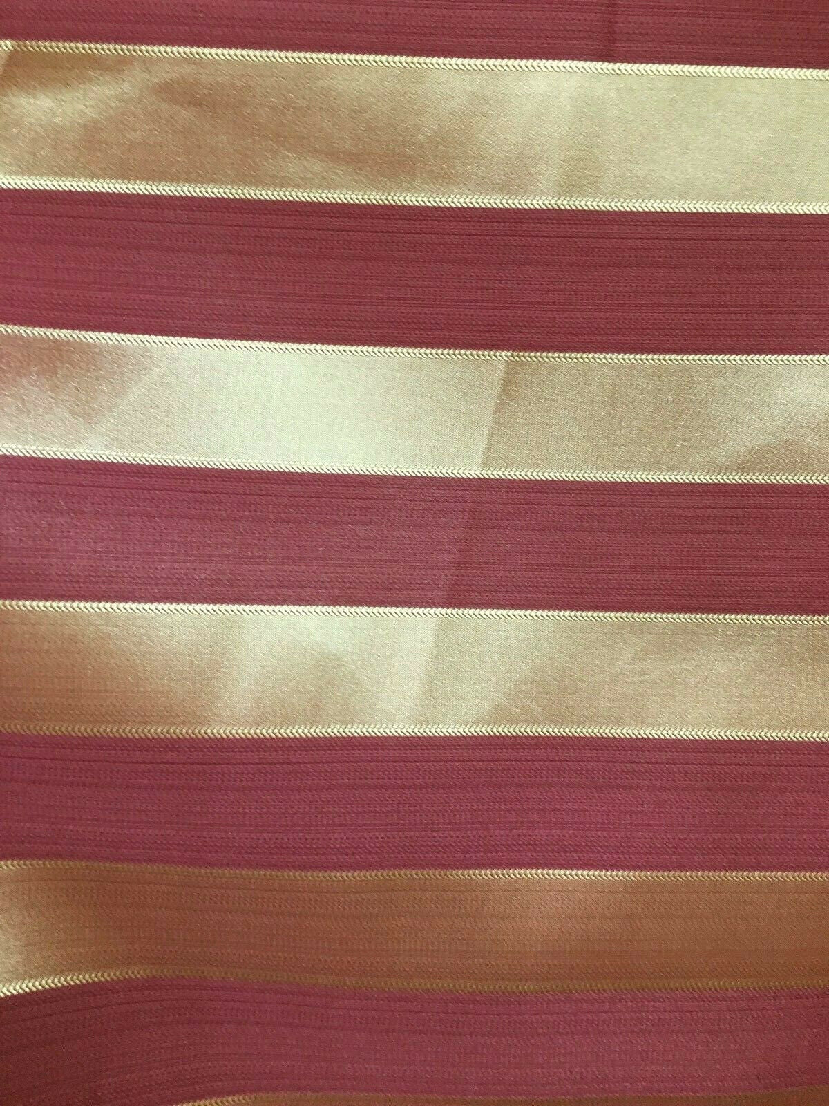 BURGUNDY GOLD Striped Brocade Upholstery Drapery Fabric (110 in.) Sold By The Yard