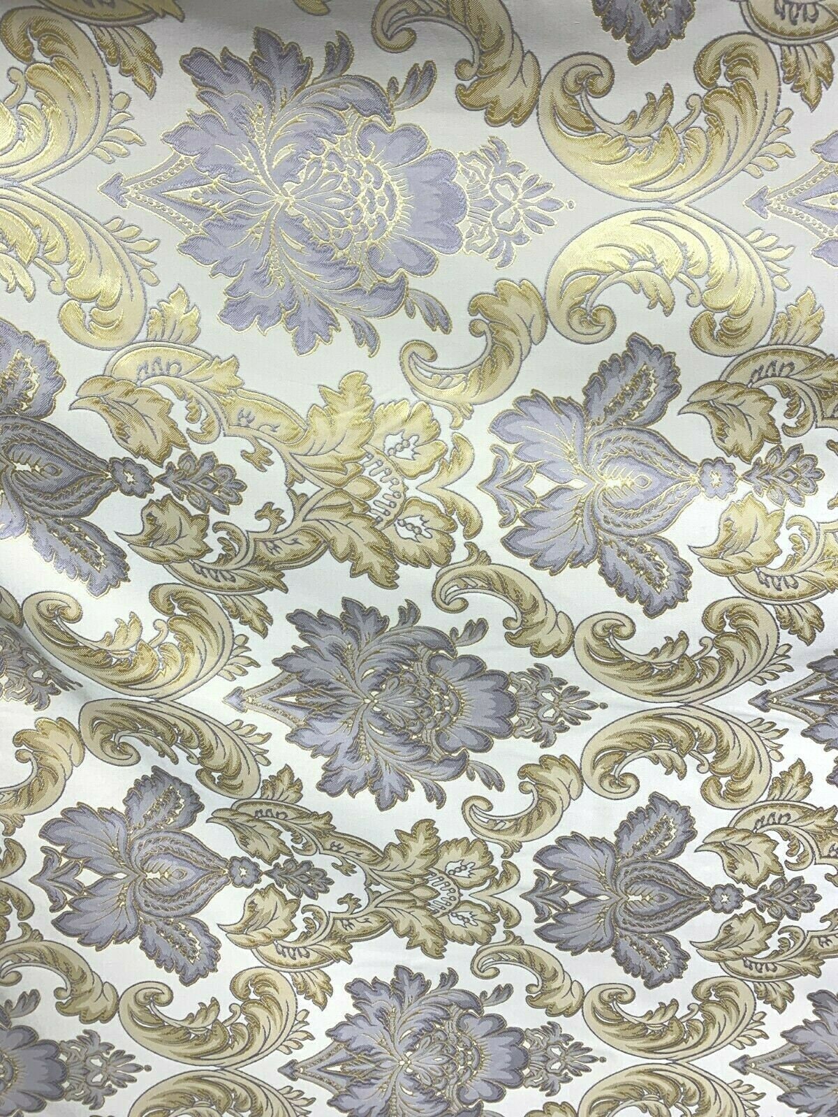 LAVENDER GOLD Damask Brocade Upholstery Drapery Fabric (110 in.) Sold BTY