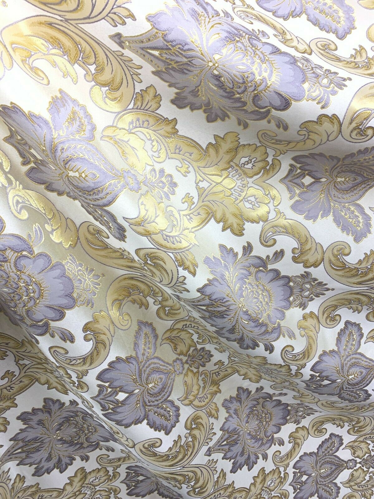 LAVENDER GOLD Damask Brocade Upholstery Drapery Fabric (110 in.) Sold BTY