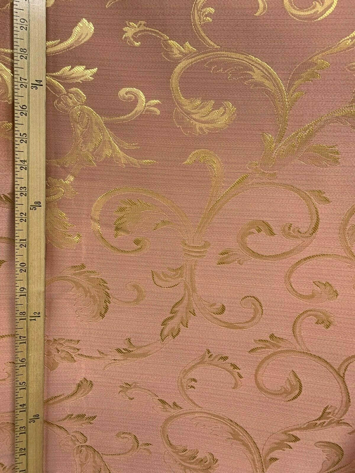 PINK GOLD Brocade Flower Floral Upholstery Drapery Fabric (110 in.) Sold By The Yard