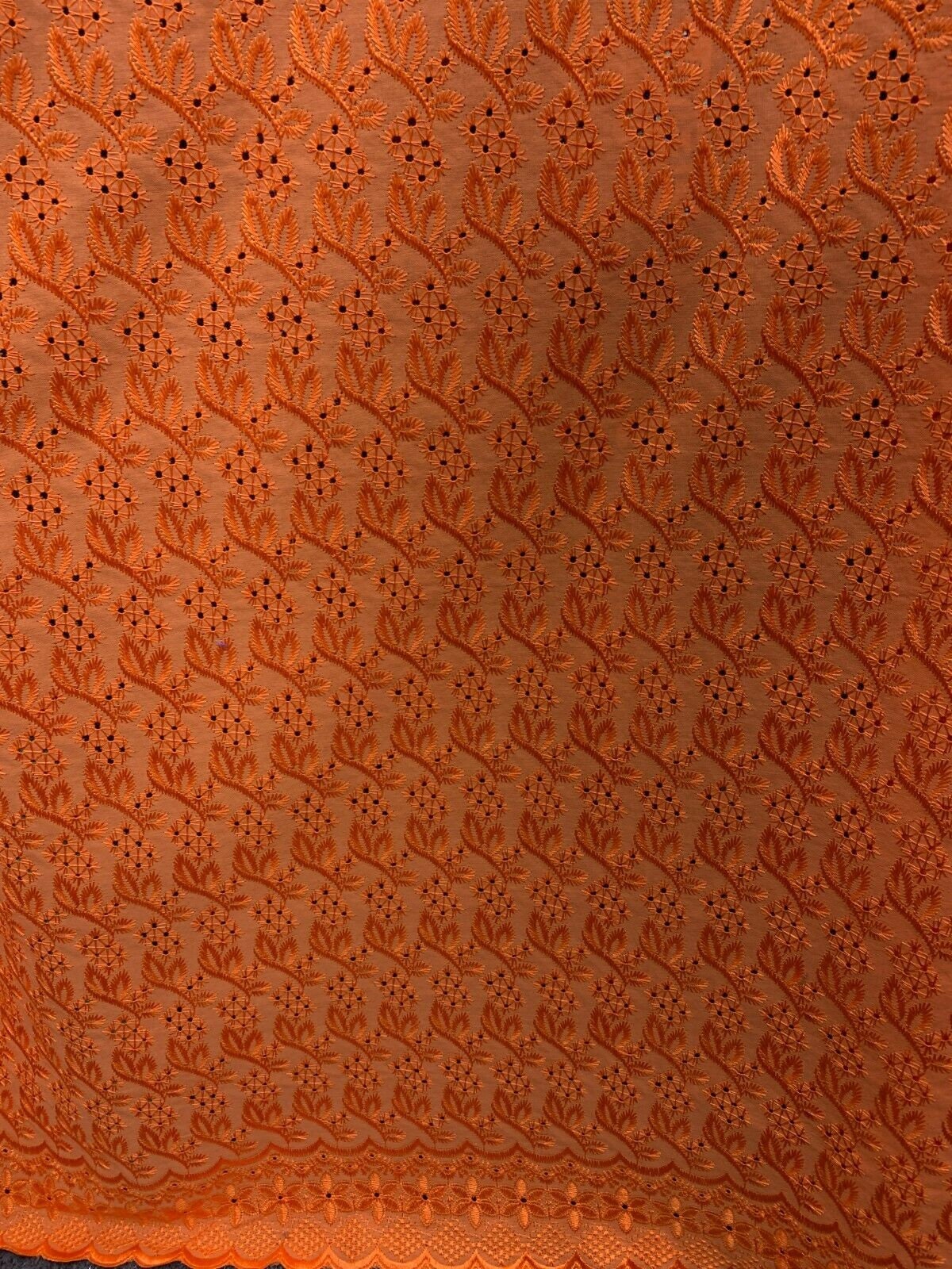 ORANGE Floral Cotton Eyelet Embroidered Fabric (45 in.) Sold By The Yard