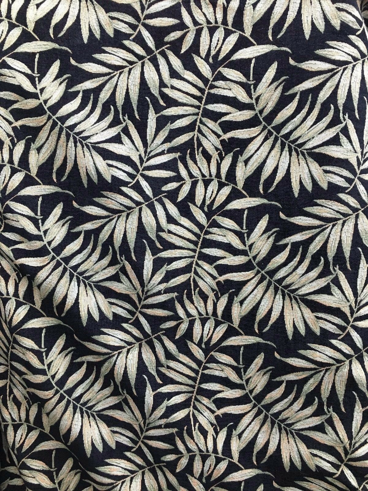 BLACK Leaves Chenille Upholstery Fabric (54 in.) Sold By The Yard