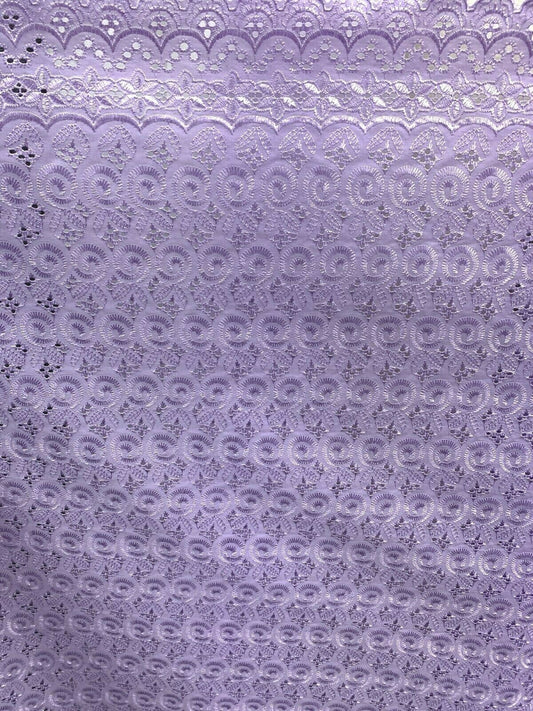 LAVENDER Floral Cotton Eyelet Embroidered Fabric (45 in.) Sold By The Yard